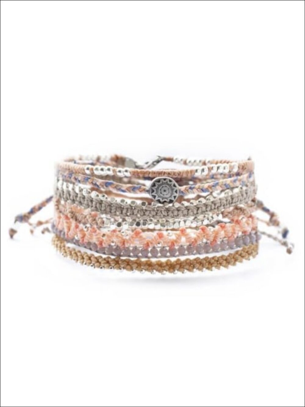 Handmade Beaded Stackable Bracelets Set for Women Boho Waxed Thread